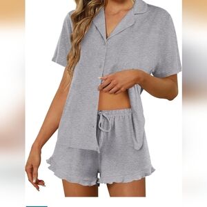 💕NWT Ekouaer Pajamas Loungewear Sleepwear Nightwear Set Size Medium Gray